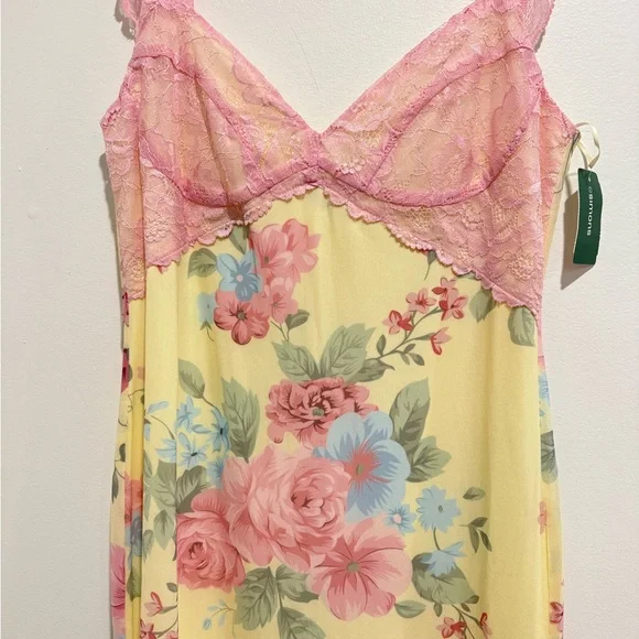 Yellow and Pink Floral Lace Dress - Picture 8 of 12